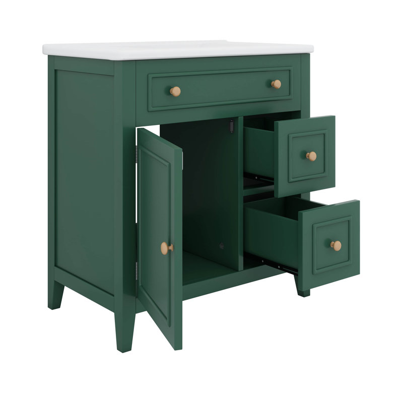 Meuble-lavabo 30 po avec comptoir d'évier, Vert
