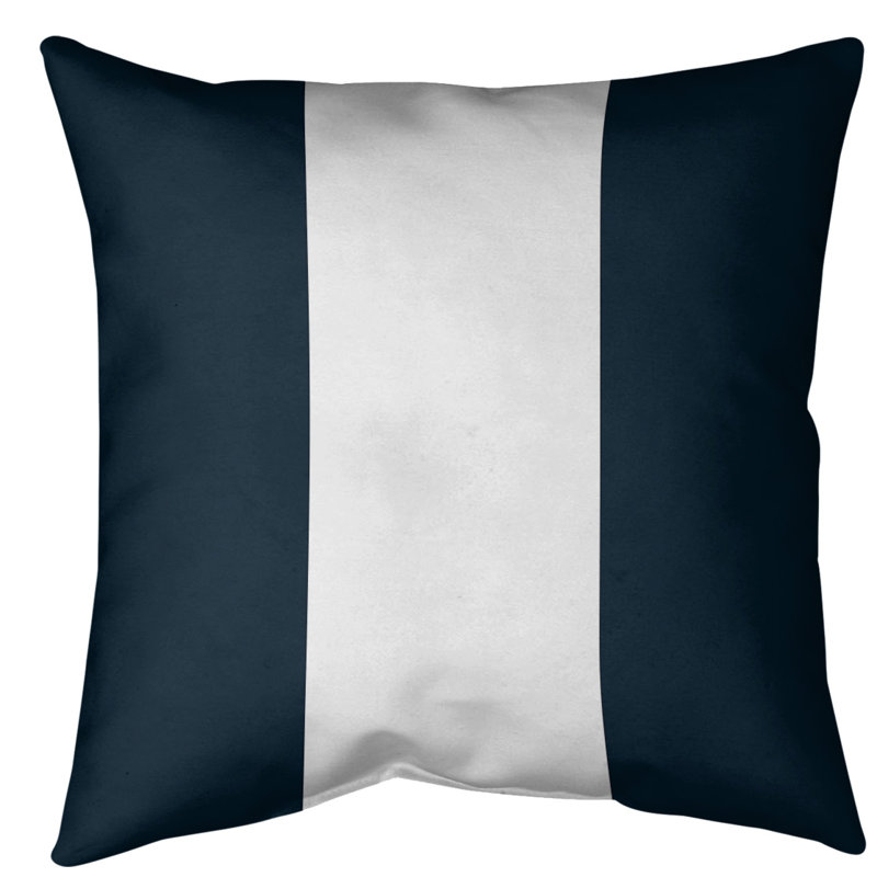 Housse de coussin, Bleu marine/blanc, 16 po x 16 po, Faux lin
