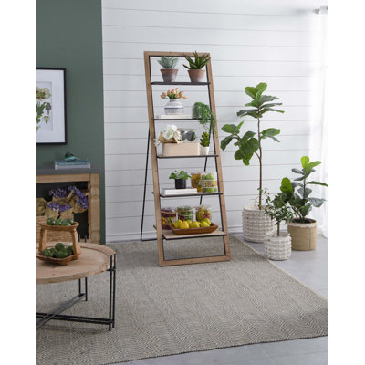 24.8X26.4X72.4" Rustic Wood Ladder Shelf