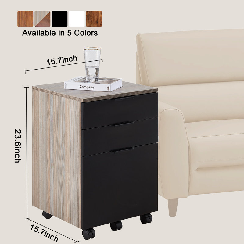 Classeur vertical 3 tiroirs Horace, Noir / gris clair