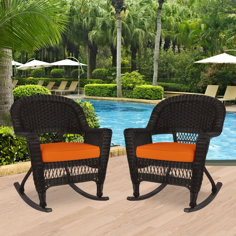 Chaise berçante en osier Raenesha, Espresso, Orange