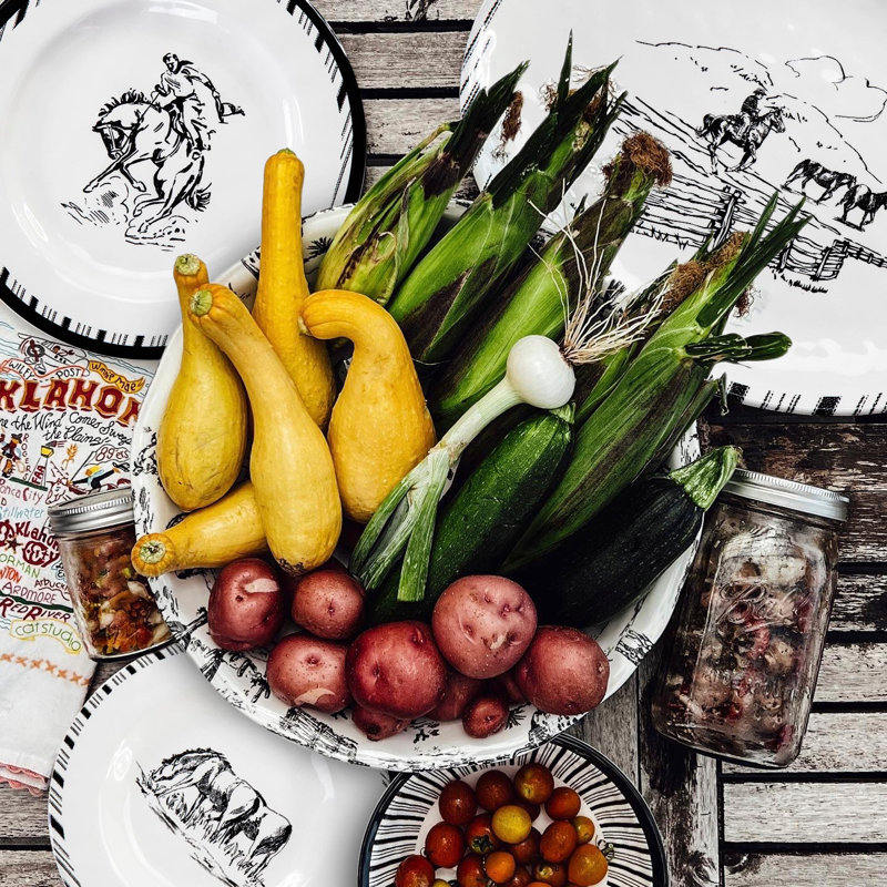 Ranch Life Black and White Melamine Western Dinnerware Set