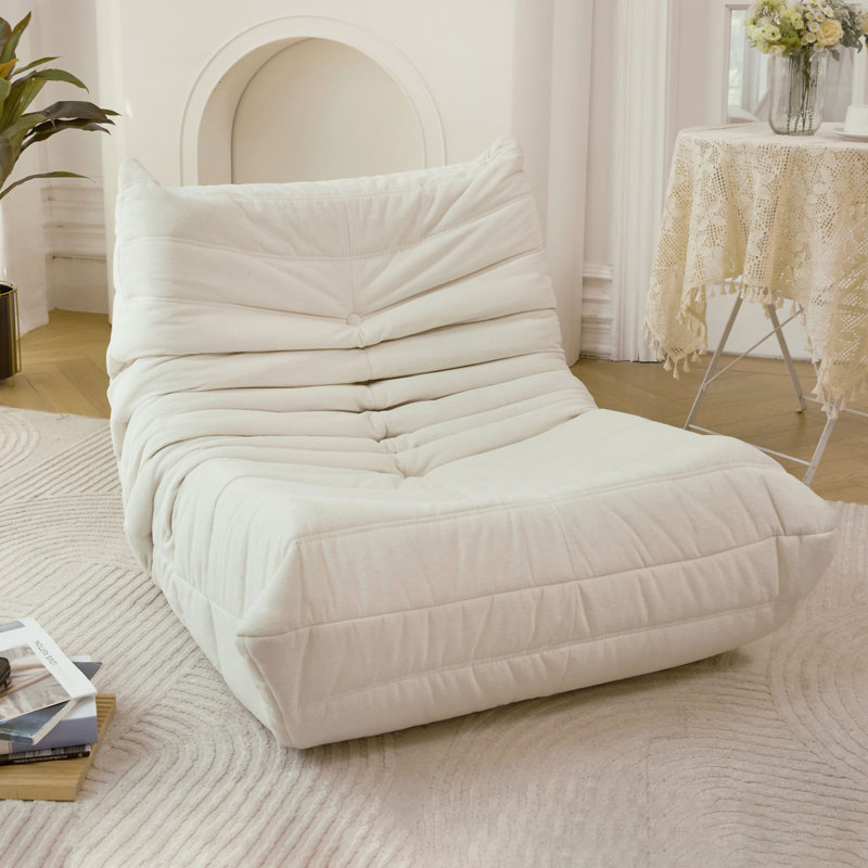 No Installation Bean Bag Chair Big Beanbag Chair For Adults Bean Bag Lounger Foam Chair For Home, Off White Polyester Blend