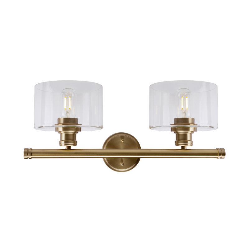 Barre d'éclairage de salle de bain 2 lumières Currey, Doré clair