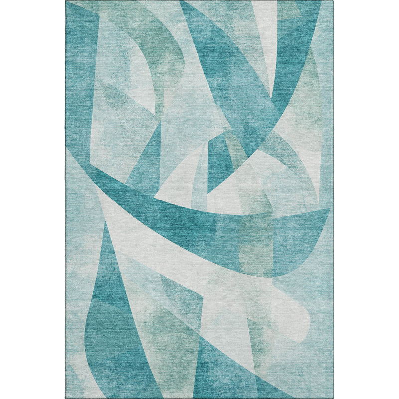 Premium Machine Washable Ashington AMF1836 Swirls Rug, Rectangle 10' x 14'