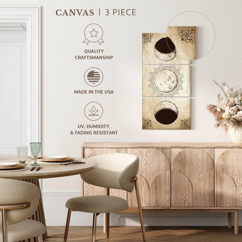 Phases de lune antiques, H 27 po x l 12 po