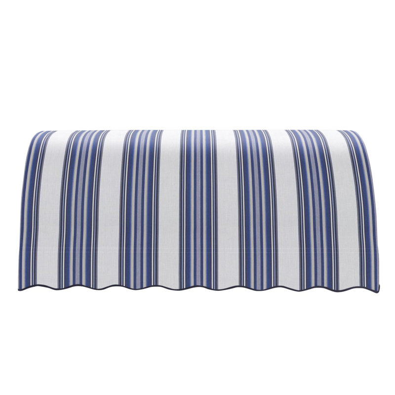 Awntech Savannah Acrylic Fabric Fixed Awning, Navy/Gray/White Multi, 31" H x 88.5" W x 24" D