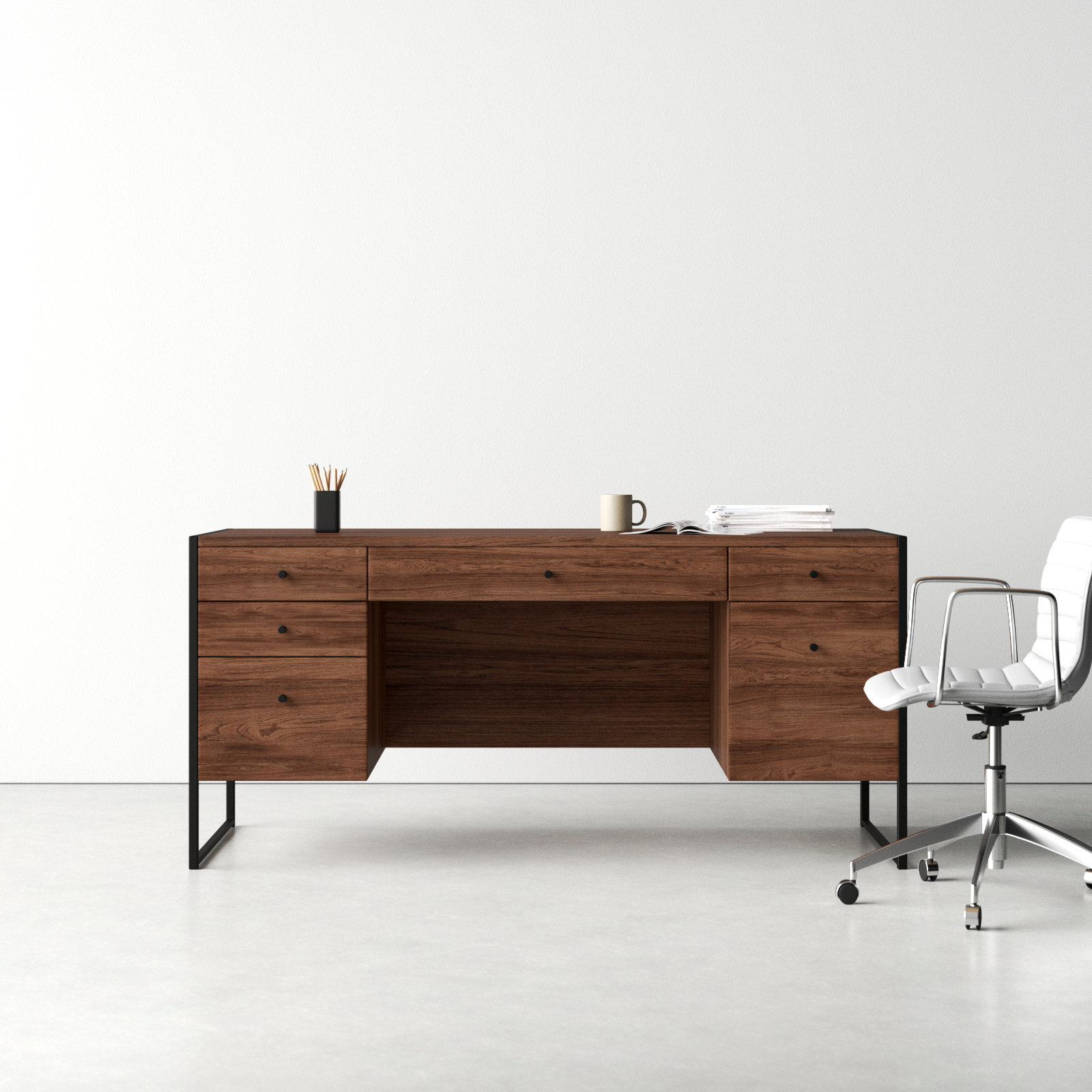 Redford 64" Walnut Executive Desk