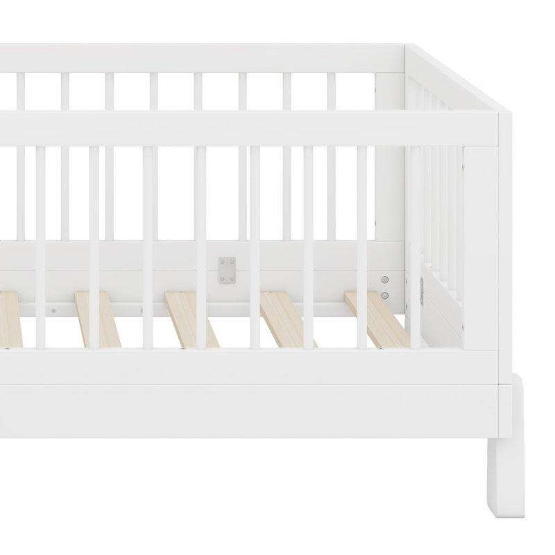 lit de jour pour enfants avec garde-corps, conception convertible 3-en-1 et look épuré moderne, Twin, White