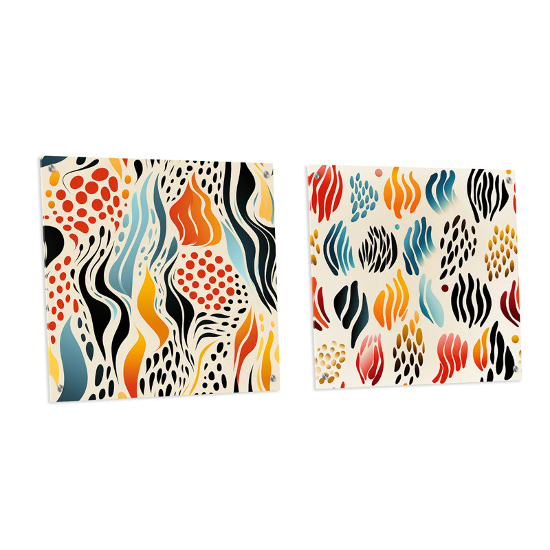 Corvon - Ensemble de 2 peintures murales abstraites en acrylique, H 36 po x l 73 po