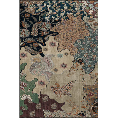 Modern Patterned Woven Base Decorative Washable Rug