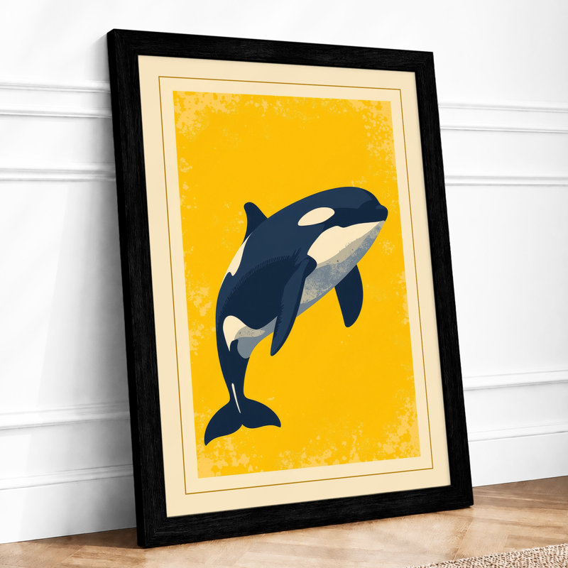 Leaping Orca Coastal - Framed Print, A2 - 59.4 x 42.0 cm, Black