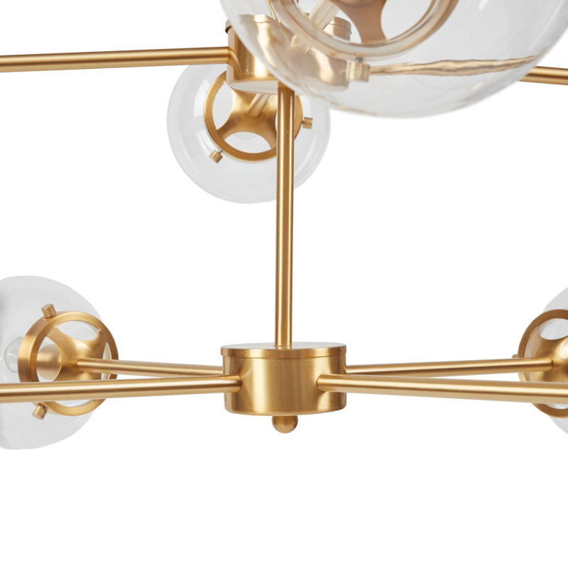 Lustre en métal 8 lumières avec ampoules sphériques dorées / transparentes Voir ci-dessous