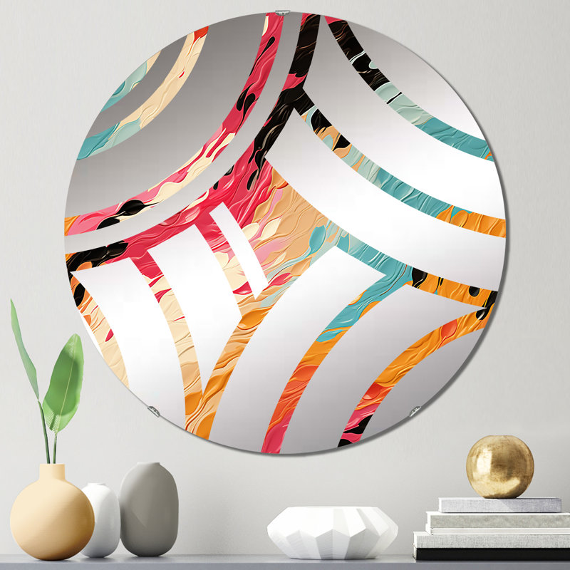 Multicolor Feather Fury - Centre Wave Decorative Mirror, 31.4" x 31.4"