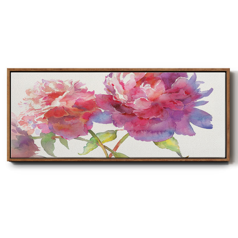 Prise pivoines II - toile encadrée, H 20 po x l 50 po