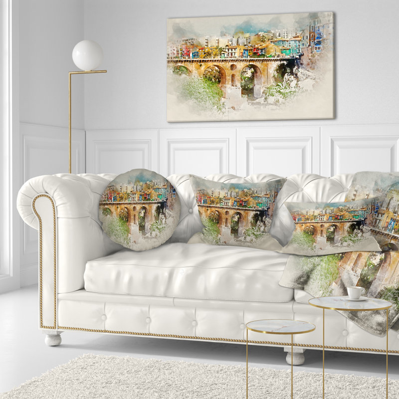 Coussin lombaire cityscape villajoyosa city digital art bridge