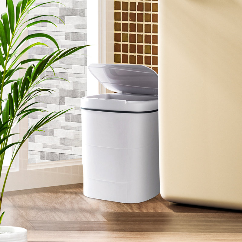 PP Touch Top Waste Bin, 14L, White