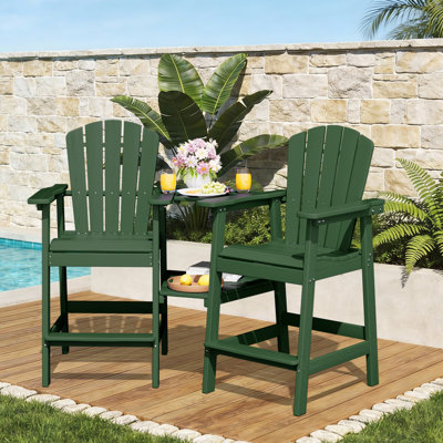 Wolak HDPE Outdoor Adirondack Chair Set With Table