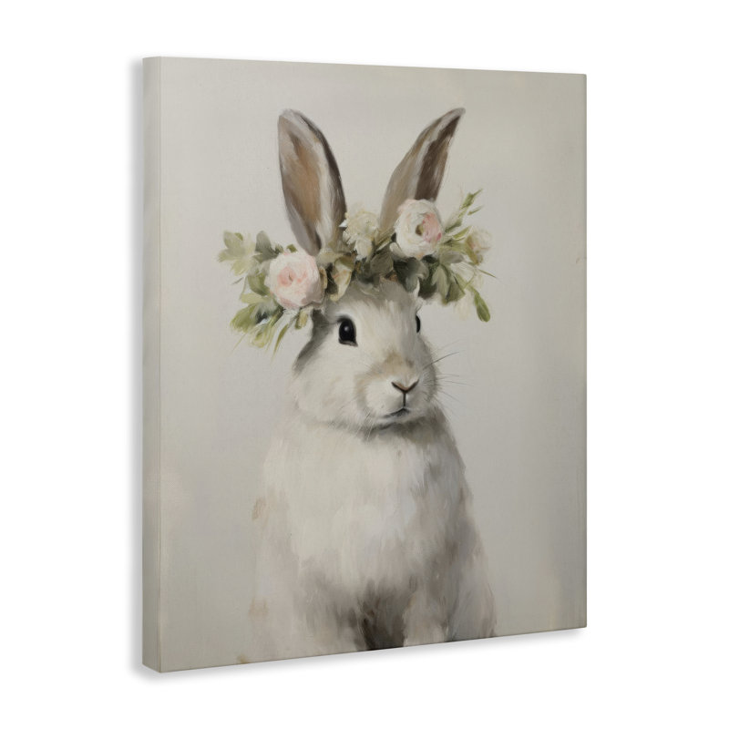 «Bunny Floral Crown», art mural par Arlington Prints, H 24 po x l 30 po