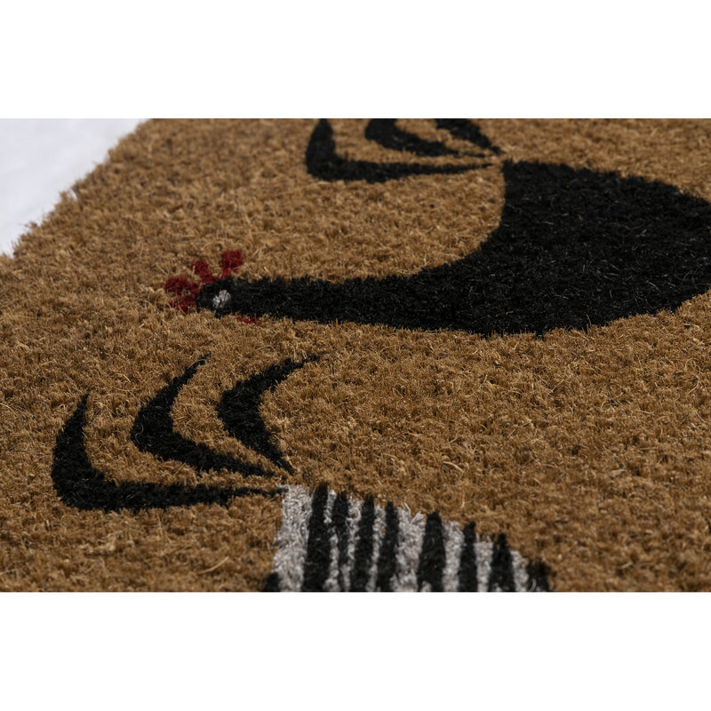 Roosters Handwoven Coconut Fiber Doormat