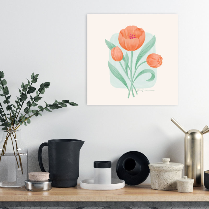 Spring Blooms III Abstract Contemporary Tulip Flower Landscape Wall Art Print by Gia Graham - 1 Piece Wrapped Canvas Wall Art