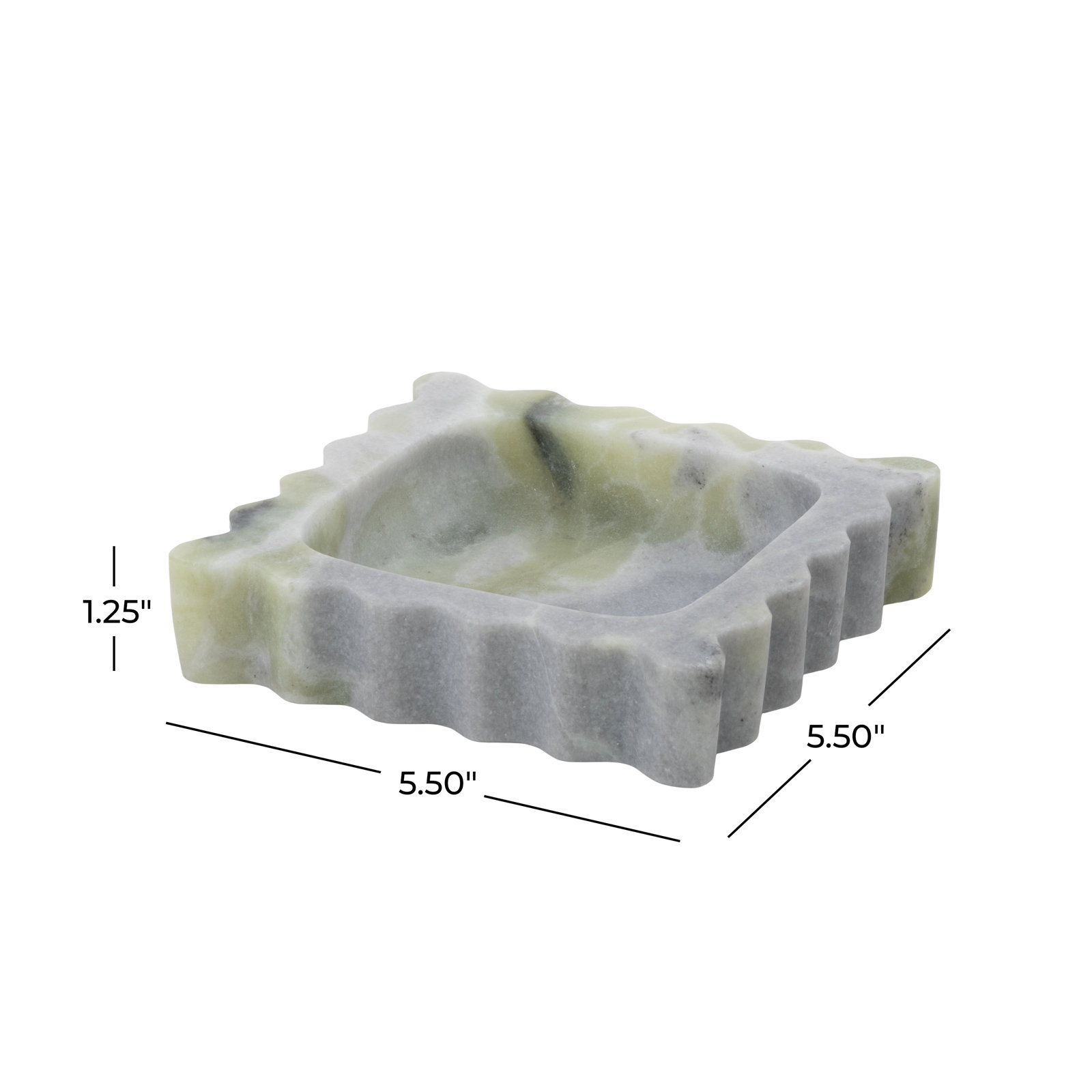 Genuine Marble Decorative Tray, Square, 5.5"Wx5.5"Dx1.25"H, Green