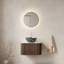 Meuble-lavabo de salle de bain 48 po Dina, meuble-lavabo rayé à bords arrondis avec 2 tiroirs, cuve en céramique noire et plateau en pierre frittée blanc de Carrare, pré-assemblé, grain de bois noyer foncé-132685784-132685783