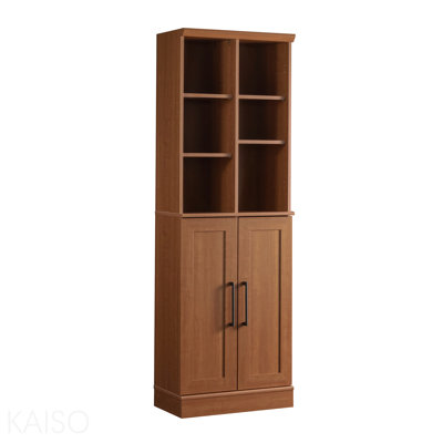 Brown Finish Storage Organizer Cabinet With Versatile Storage