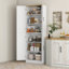 67" Freestanding Kitchen Pantry, 4-Door Storage Cabinet Organizer With Adjustable Shelves, Kitchen Cabinet With Doors And Shelves, Distressed White