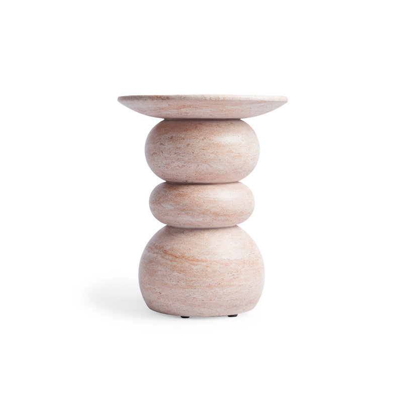 Stephanos Stool Indoor / Outdoor End Table, Travertine