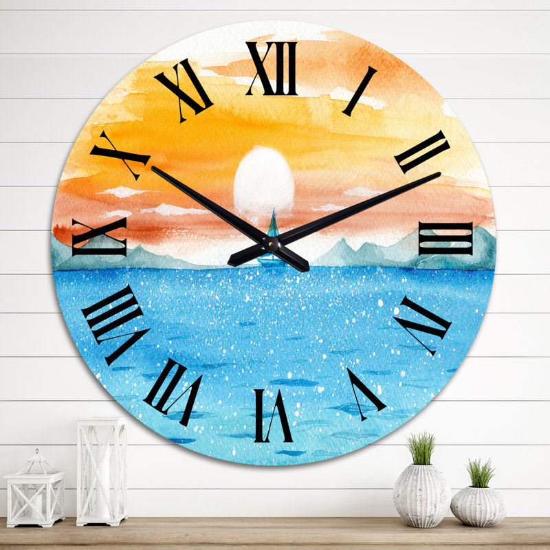 Horloge murale nautique et côtière bleue, Surdimensionné