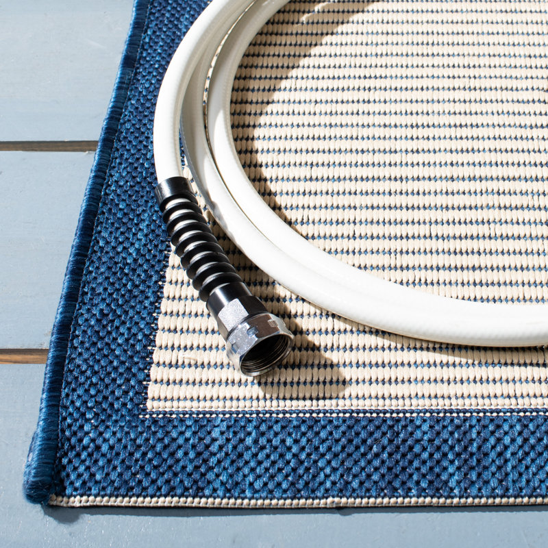 VIlmar Navy/Beige Indoor/Outdoor Area Rug, Half Moon 2' x 4'