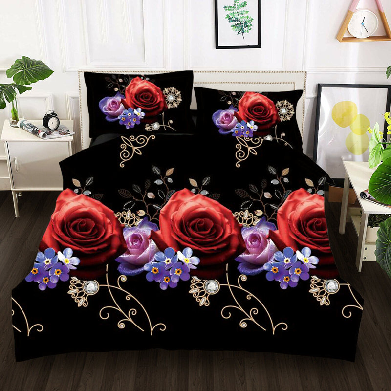 Chism Microfiber Floral Duvet Cover Set with Pillowcases, Single - 1 Standard Pillowcase