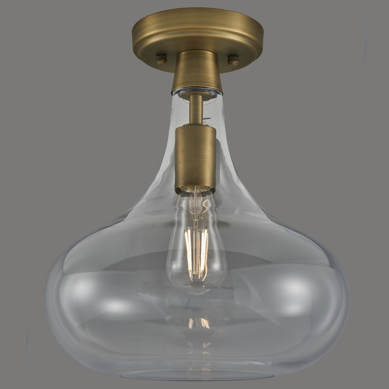 Plafonnier semi-encastré 1 lumière Sanor, Laiton antique