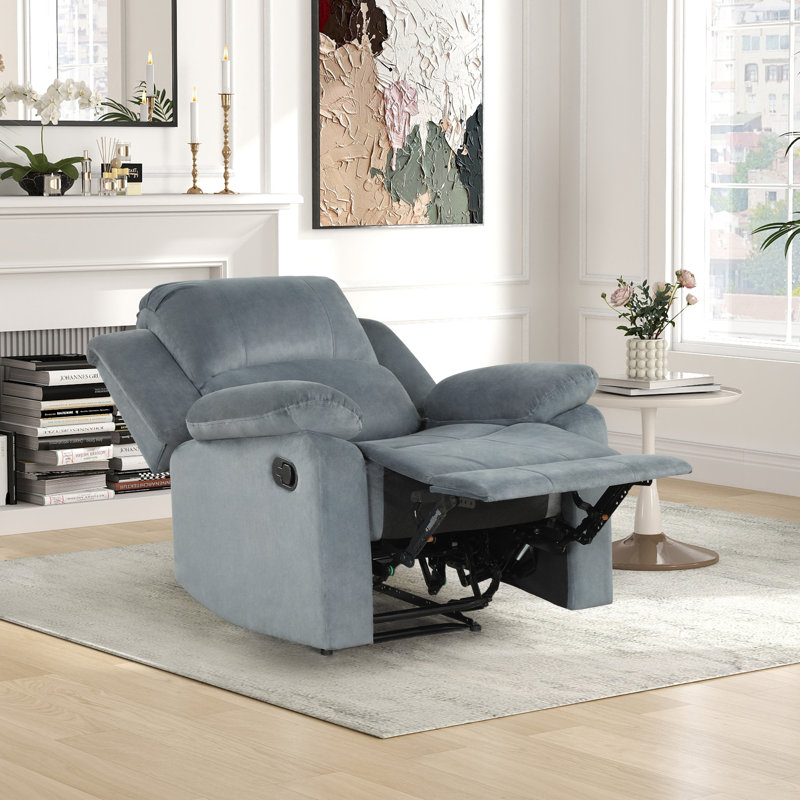 Fauteuil inclinable manuel rembourré en microfibre Nikodemos, Gris