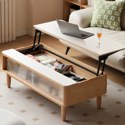 Adjustable height slate coffee table