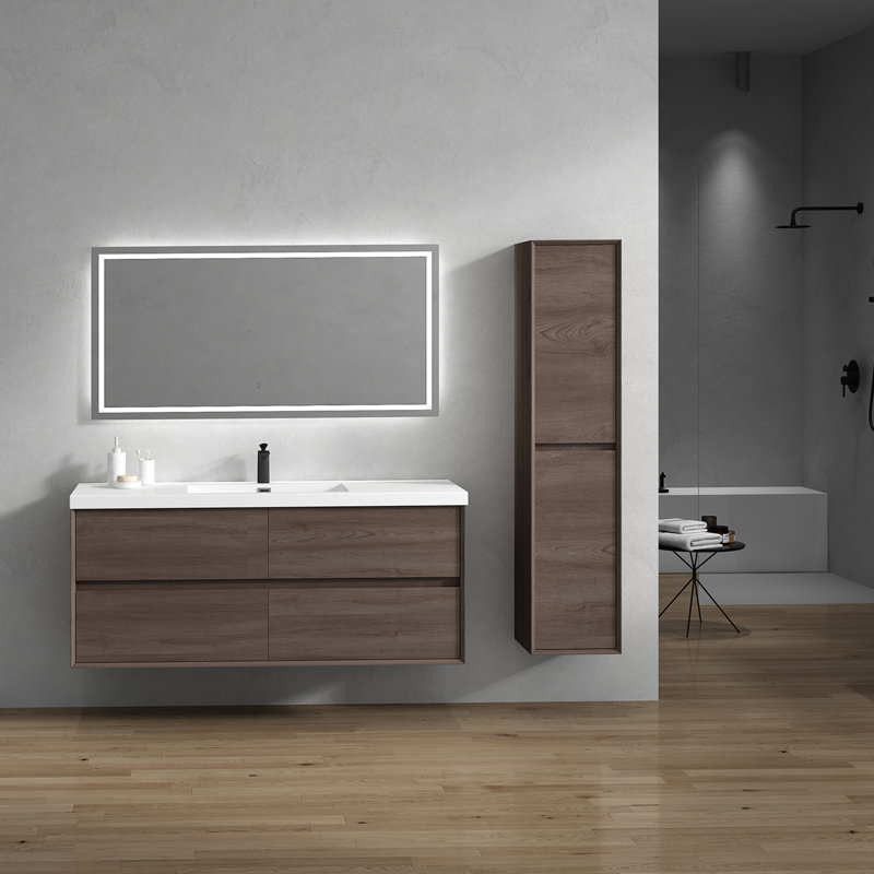 Meuble-lavabo simple l 59,25 po Seavy, Chêne rouge