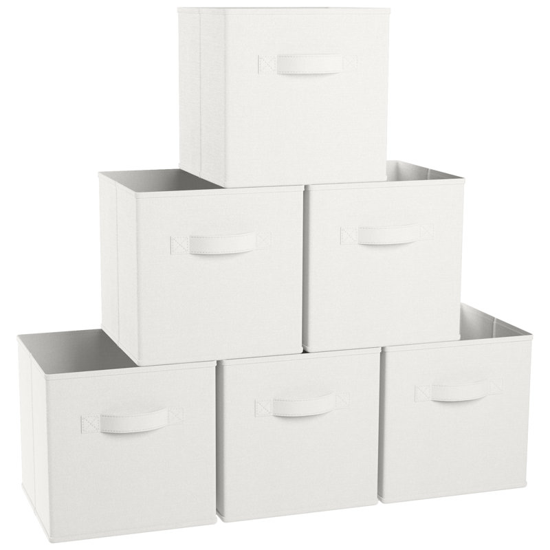 Ensemble de bacs en carton pliables en tissu, H 11 po x l 11 po x P 11 po, Blanc