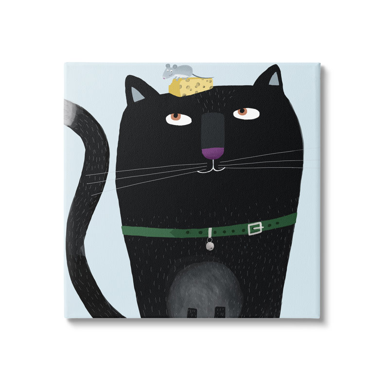 Au-604-Canvas " Cat & Mouse Pet Friends " by Carla Daly, 17" H x 17" W x 1.5" D