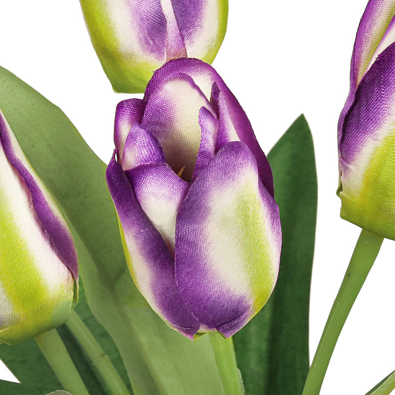 Bouquet de tiges de tulipes artificielles, Crème mauve