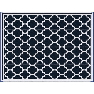 Reversible Outdoor Rug, 9' X 12', Blue & White. Portable Rv Camping Rug With Carry Bag. Improve Appeal Of Your Space In Backyard, Deck, Picnic, Beach. Waterproof And Wear- Bag For Rv. Transform Fade-