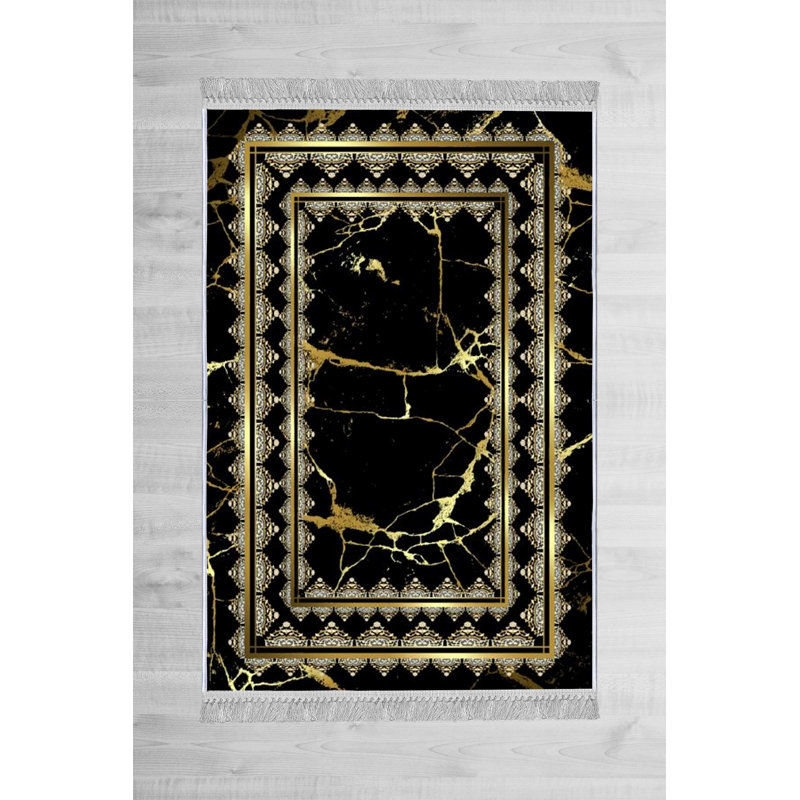 Luxurious Velvet Area Rug, 5.9 x 9.2 Feet | 100% Velvet Fabric, 100% Cotton Sole, 0.4 in Pile Height | Antibacterial, Non-Slip, Machine Washable | Elegant 3D Digital Print for Living Room & Bedroom Decor