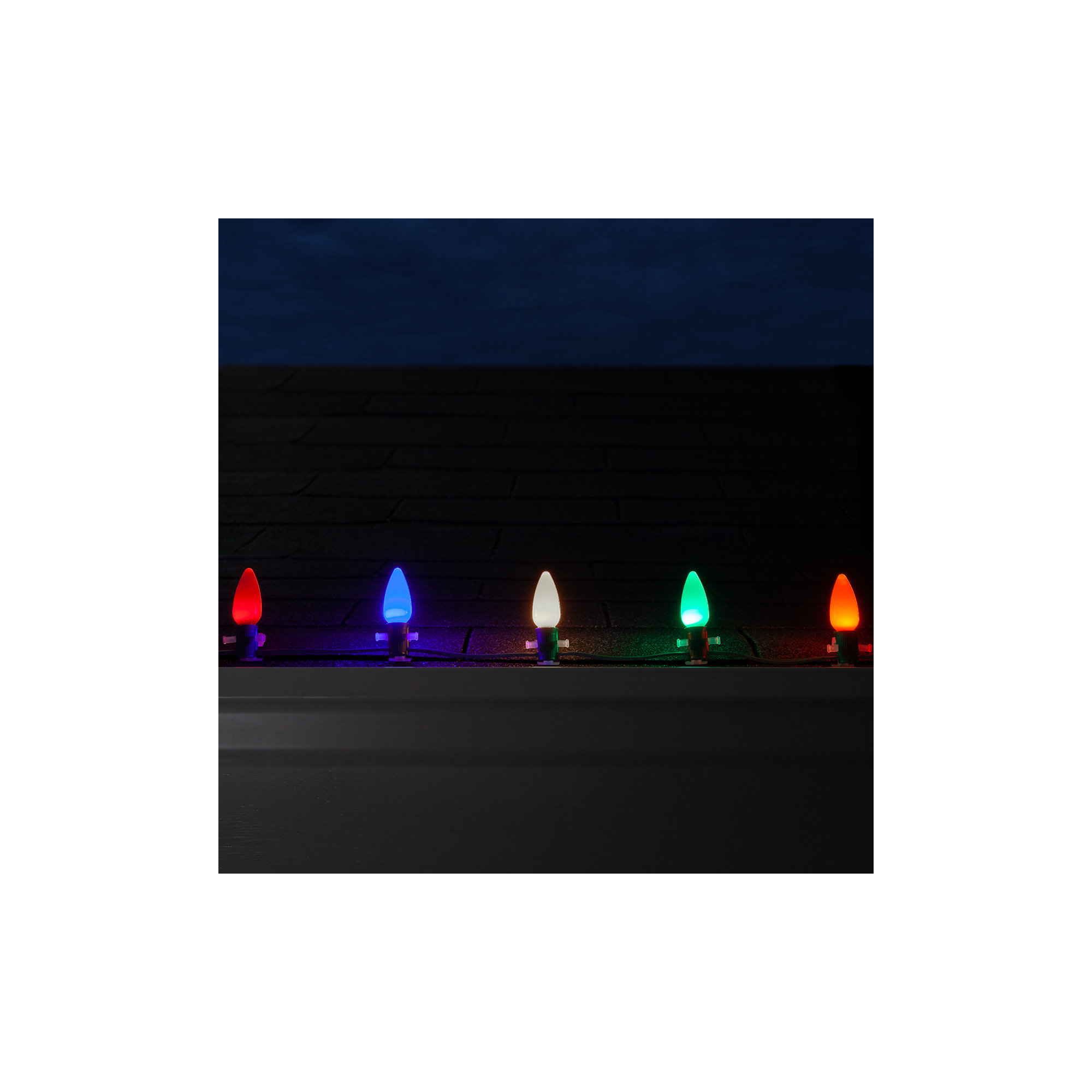 Shatterproof Smooth C9 OptiCore LED Christmas String Lights, Multicolor, 50