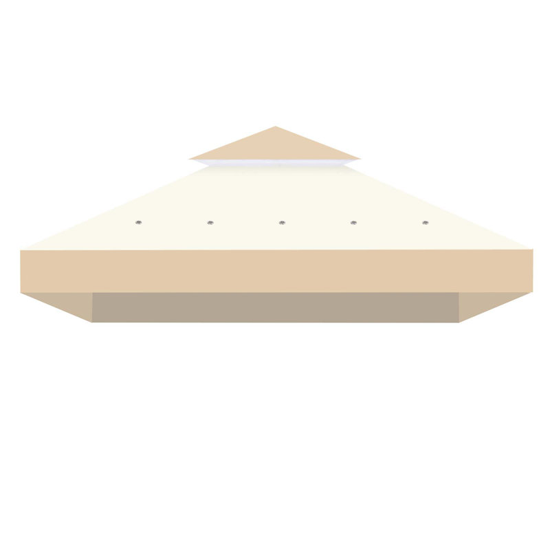 10x10 Beige and Cream Polyester Dual-Tier Gazebo Canopy Cover