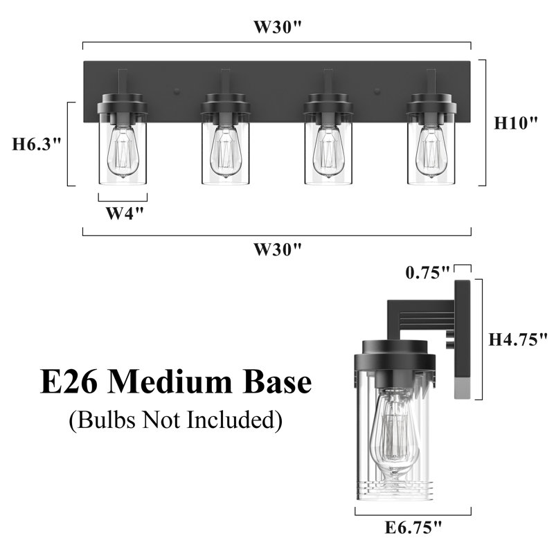 Éclairage pour meuble-lavabo Imko, Noir, 4 lumières