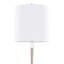 Lampe sur pied en métal en nickel poli et cristal K9 transparent avec abat-jour en lin blanc - ensemble de 2