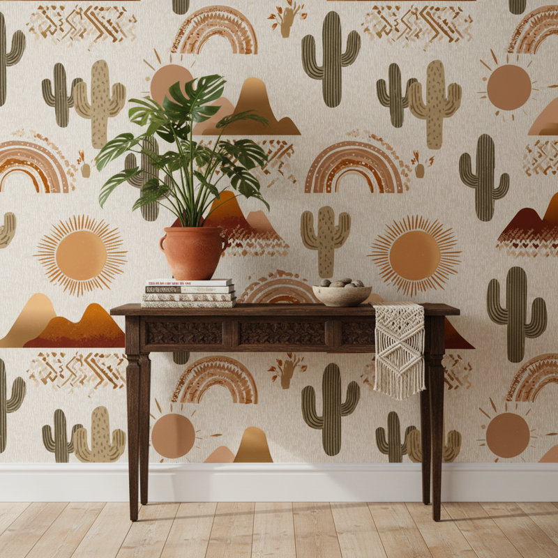 Décoration murale géométrique désert cactus