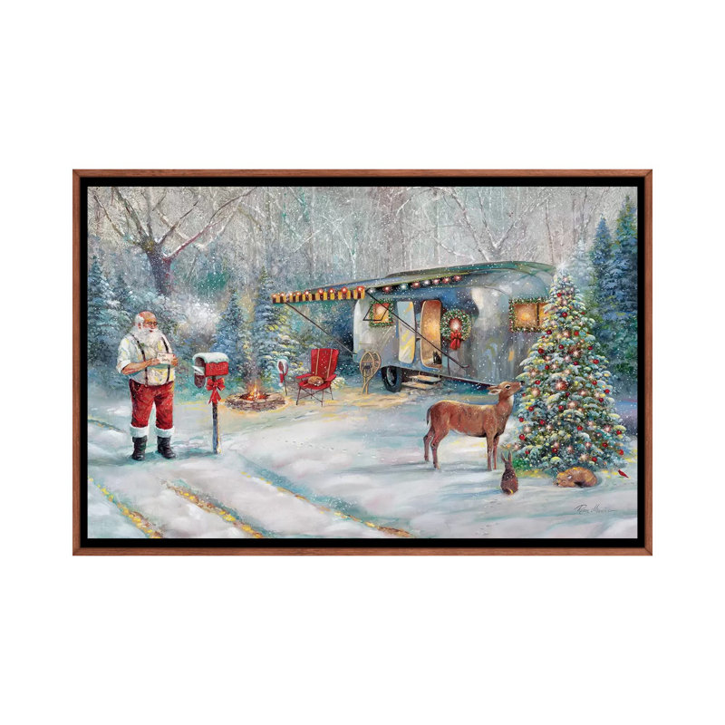 «Santa's Hideaway» par Ruane Manning - reproduction d'art, H 48 po x l 32 po x P 1,5 po, Toile classique avec cadre brun