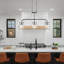 Vendramin Modern 3-Light Seeded Glass Chandelier Industrial Linear Island Pendant Lights