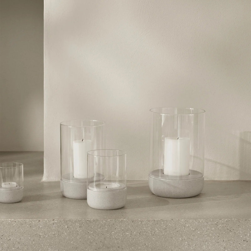 2 Piece Glass Set, 9.5 cm H x 7 cm W x 7 cm D, Light Grey
